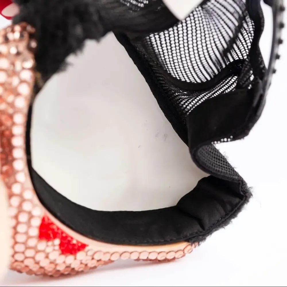 Vintage 90s Minnie Mouse Character Hat Disney‎ Trucker Snapback Bling Maximalist